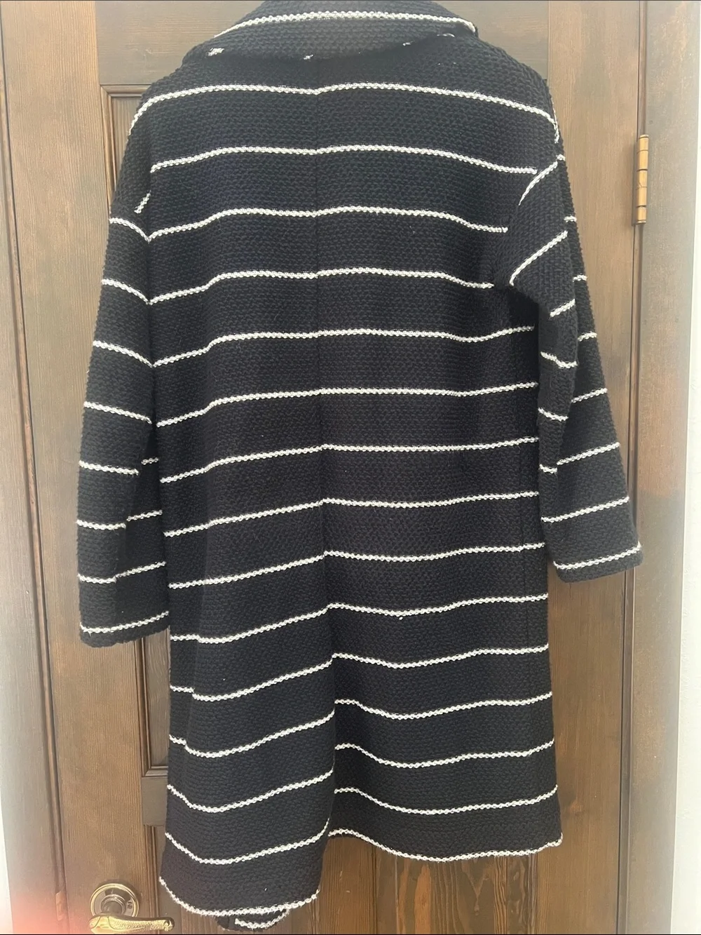 Marine Layer Black and White Striped Open-Front Cardigan